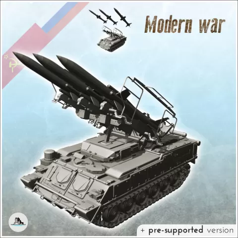 Russian Soviet 2K12 Kub SA-6 Gainful SAM mobile air-defense tank - Cold Era Modern Warfare Conflict World War 3 RPG Afghanistan Iraq by Hartolia Miniatures