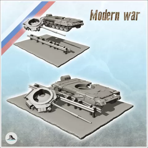 Destroyed Russian T-90 tank shell on modern road (5) - Cold Era Modern Warfare Conflict World War 3 RPG Afghanistan Iraq by Hartolia Miniatures