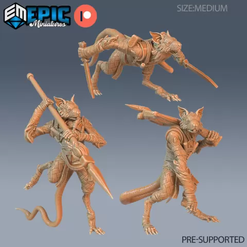 Rat Folk Rogue Set / Ratfolk Warrior / Rodent Bandit / Wild Animal Humanoid / Cave Mouse / Long Tailed Rattus by Epic-Miniatures