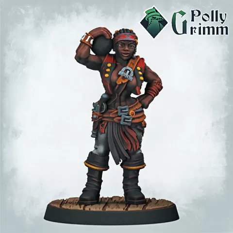Tabletop historic miniature. Pirate marine set. Strong woman cannonier combatant by PollyGrimm