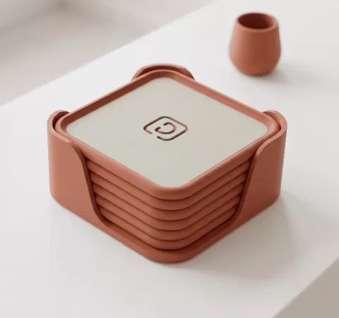 Stackable Coaster Set with Minimalist Holder