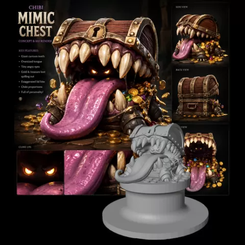 Mimic Chest STL – Fantasy RPG Croc Charm / Jibbitz (Commercial License Included)