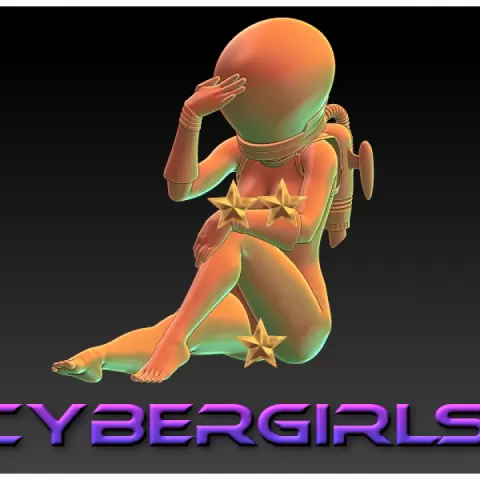 CYBERGIRLS -Space Pinup girl - EROTIC MINIATURE 75 MM SCALE by PrintPleasure