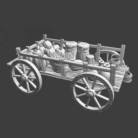 Medieval Supply wagon with pumpkins and other food by Northern Crusades Miniatures