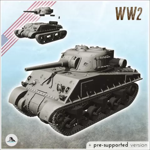 Sherman M4 - USA US Army Western Front Normandy Africa Bulge WWII D-Day by Hartolia Miniatures