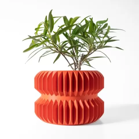 The Pilas Planter Pot with Drainage Tray & Stand: Modern and Unique Home Decor for Plants and Succulents | STL File