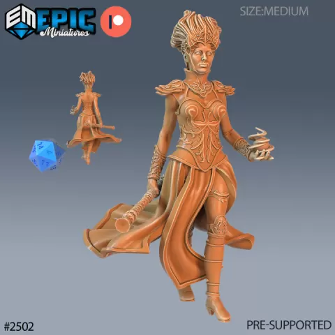 Wind Genasi Female Staff / Humanoid Hero / Air Genie / Magical Elemental / Angelic Lord by Epic-Miniatures