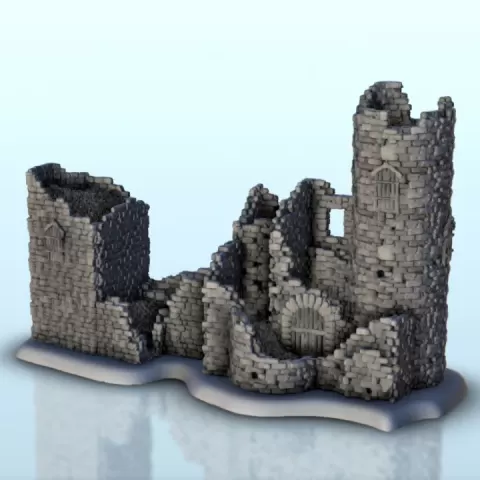 Ruin of medieval stone castle 14 - Medieval Terrain Clash of Tabletop RPG terrain DBA SAGA WW2 by Hartolia Miniatures