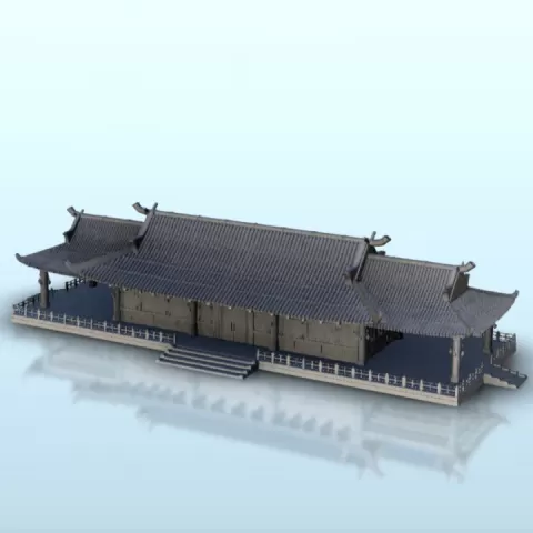 Asian longhouse with columns 7 - Asia Terrain Clash of Katanas Tabletop RPG terrain China Korea WW2 by Hartolia Miniatures