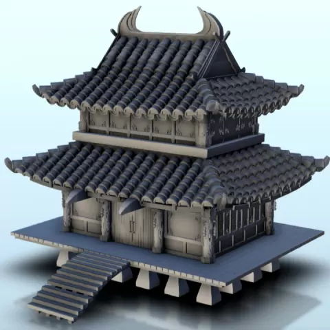 Asian palace with double roof 12 - Asia Terrain Clash of Katanas Tabletop RPG terrain China Korea WW2 by Hartolia Miniatures
