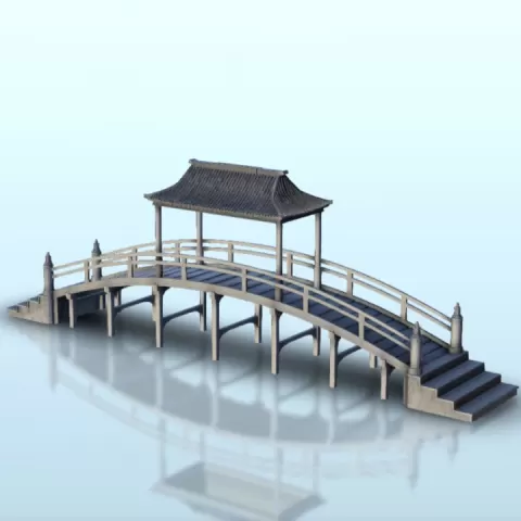 Rounded Asian bridge 15 - Asia Terrain Clash of Katanas Tabletop RPG terrain China Korea WW2 by Hartolia Miniatures