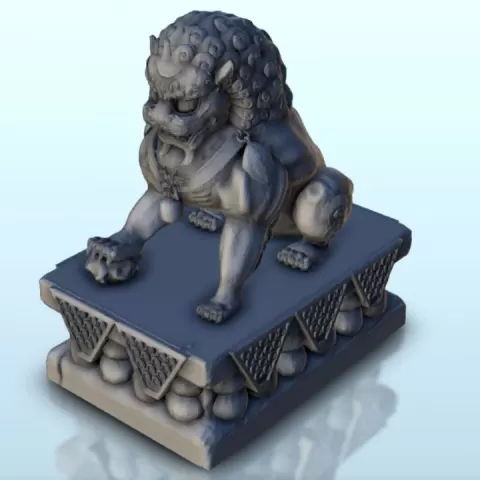 Statue of the celestial snow lion sitting 3 - Asia Terrain Clash of Katanas Tabletop RPG terrain China Korea by Hartolia Miniatures