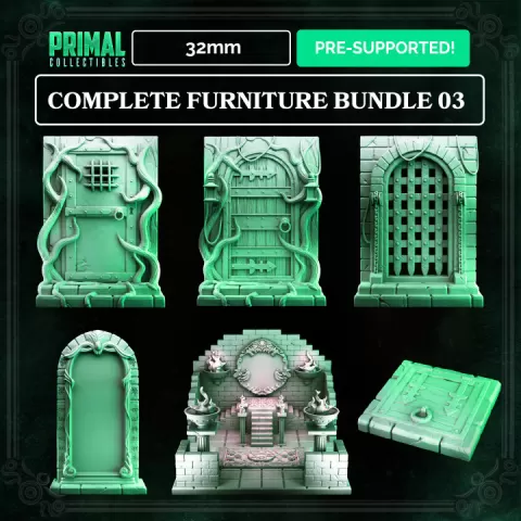 6 miniatures - 32mm - Complete furniture RPG elves expansion game - THE MIRROR MAZE - MASTERS OF DUNGEONS QUEST by PRIMAL Collectibles