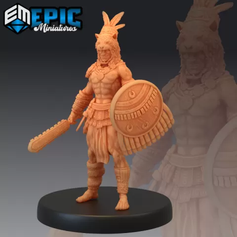 Jaguar Warrior Macuahuitl / Aztec Fighter / Jungle Tribe / Temple Guard / Woodland Encounter by Epic-Miniatures
