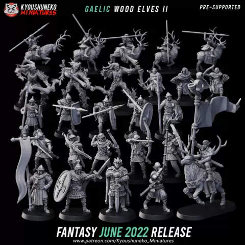 June 2022 Fantasy Release - Gaelic Wood Elf Army by Kyoushuneko Miniatures