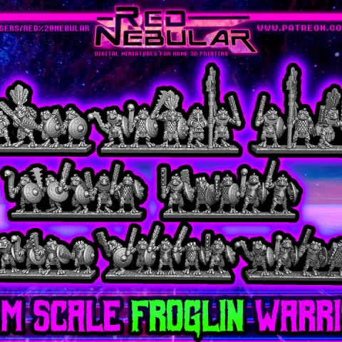 Froglin warriors (10mm scale) by Red Nebular