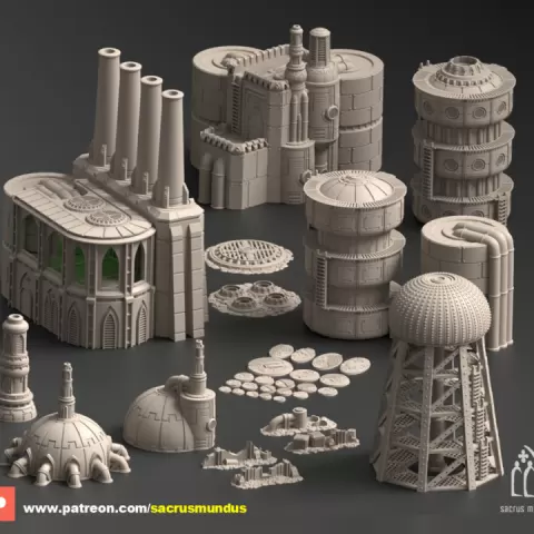 Phyrus II, Forge Planet. Scifi / Futuristic / Industrial Buildings. Terrain and Scenery for Wargames by Sacrusmundus