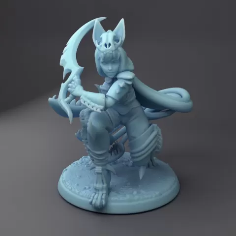 Displacer Beast Hunter ( Female Ranger / Human Rogue with Dual Blades / Shadow Monk / Monster Hunter ) by Twin Goddess Miniatures