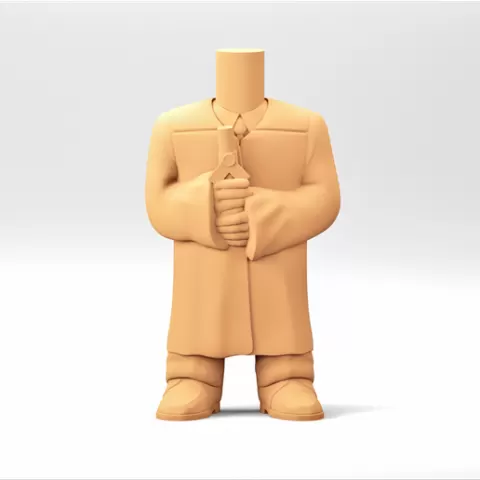 A male body in a Funko POP style. Convocation Dress, Gradution Gown and graduate diploma. MB_14