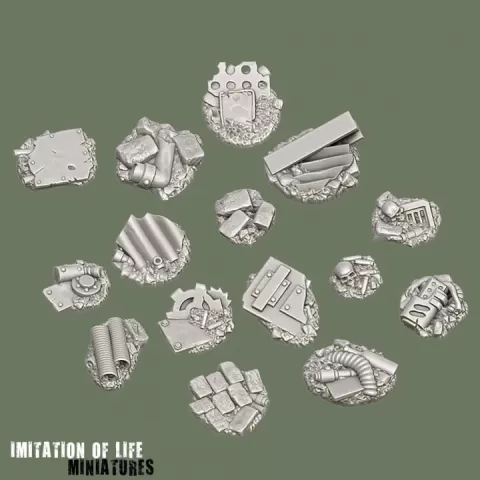 Wasteland base toppers set 1 - Supportfree base detailing kit. by Imitation of Life Miniatures