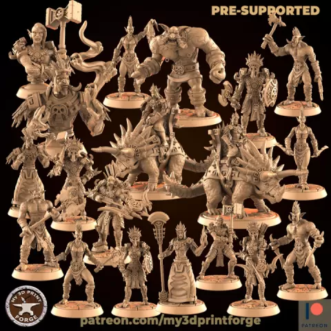 Troll Tribe BUNDLE (22 Unique Pre-supported STLs) by My3DPrintForge