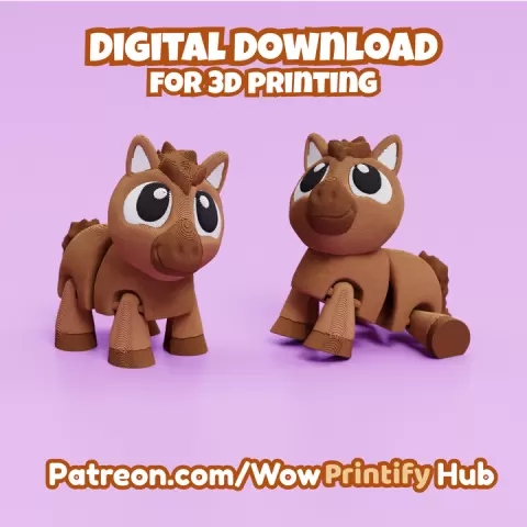 Articulated Horse STL & 3MF – Flexi Print in place animal (Fidget Toy) by WowPrintifyHub