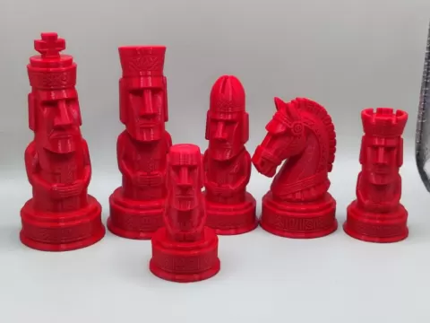 Moai Statues (Rapa Nui Stone) Chess Set