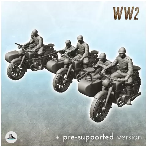 IMZ M-72 motos - Russia USSR WW2 Flames of War Bolt Action - Hartolia Miniatures