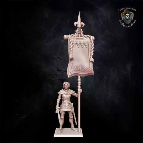 Kingdom of Equitaine Battle standard bearer on foot by Lubart Miniatures
