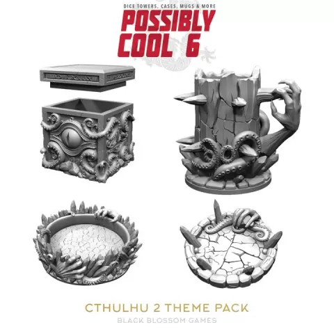 T6T01 Cthulhu Pack | Dice Tower, Dice Case, Tray, Mug, Coaster :: Cool Dice Towers 6 :: Black Blossom Games by Black Blossom Games