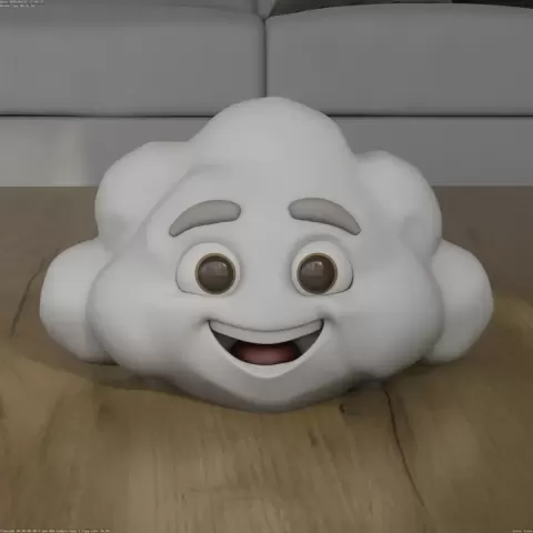 Happy Smiling Cloud 3D Model STL for Desk Decor
