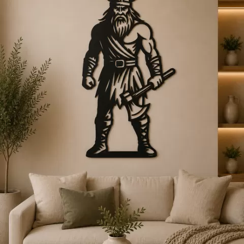 Viking Axe Warrior 2D Wall Art