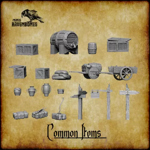 Common Items bundle Pre-supported by RavenBonesStudio