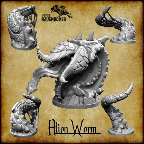 Alien Worm bundle Pre-supported by RavenBonesStudio