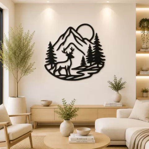 Mountain Deer Nature 2D Wall Art