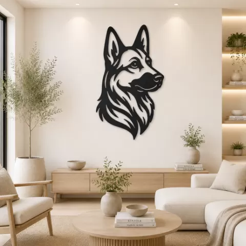 German Shepherd Head 2D Wall Art