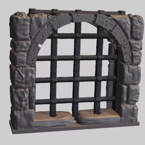 OpenForge Dungeon Stone Separate Wall Portcullis by Devon Jones