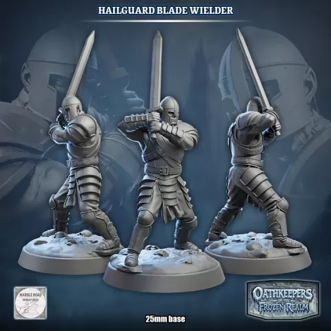 FREE - Hailguard Blade Wielder - OathKeepers of the Frozen Realm - 32mm Scale by Marble Road Miniatures