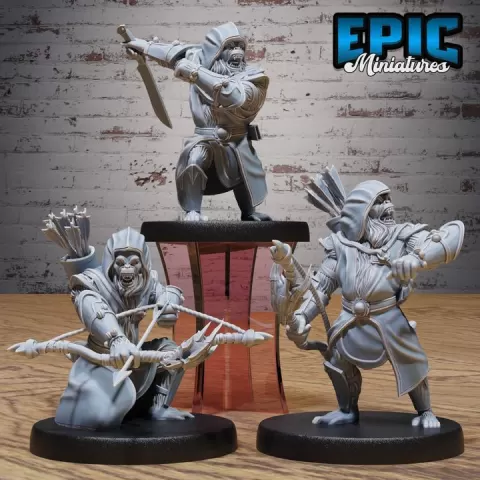 Wukong Folk Ranger Set / Human Chimp Warrior / Chimpanzee Creature / Ape Beast / Asian Monster Folk / Forest Wetland Encounter by Epic-Miniatures