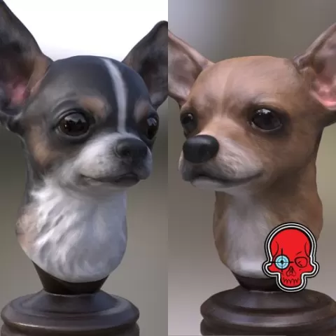 Chihuahua 3D STL Model Bust Desktop Statue