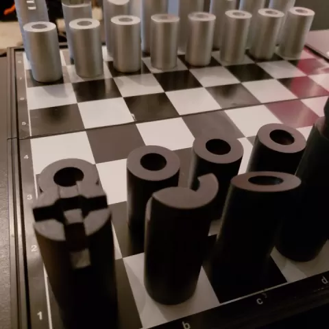 Cylindrical Chess set by Isaiah Simpson