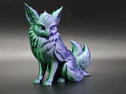 Moonlit Owl Fox Spirit of Whispering Woods