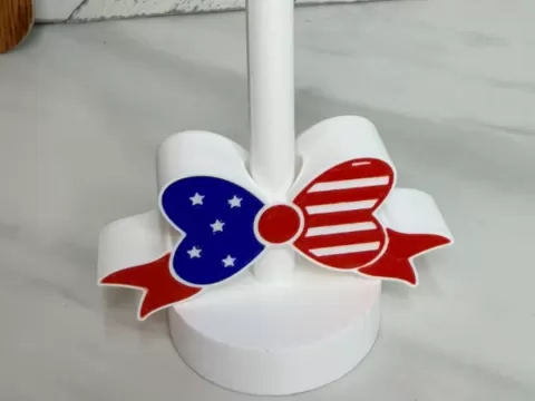 Patriotic Bow Straw Topper