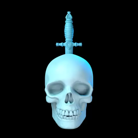 Skull with Knife