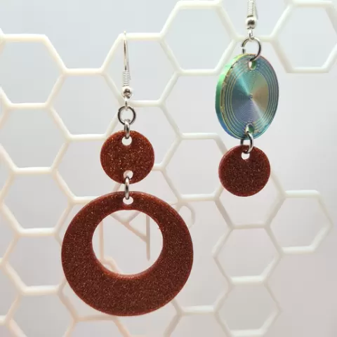 3D printable geometric earrings, round shape