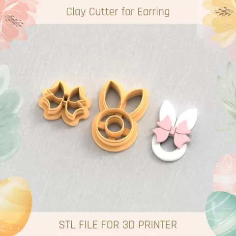 Easter Bunny with Ribbon A EASTER POLYMER CLAY CUTTER