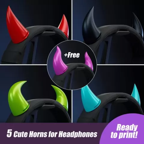 5 Cute Horns for Headphones Color Gaming Accesories Ready to print