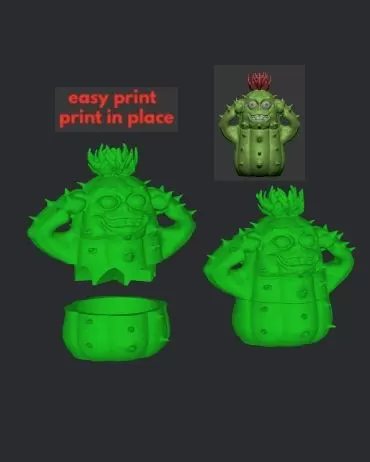 GRINDER CHOPPER WEED HAPPY CACTUS 115X110X85MM PRINT-IN-PLACE EASY PRINT. FDM SLA...LARGE GRINDER.