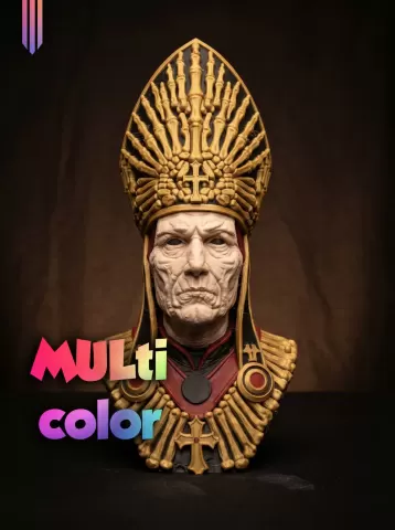Skeleton Pope Bust 3MF | Gothic Multi-Color | OccultDecor