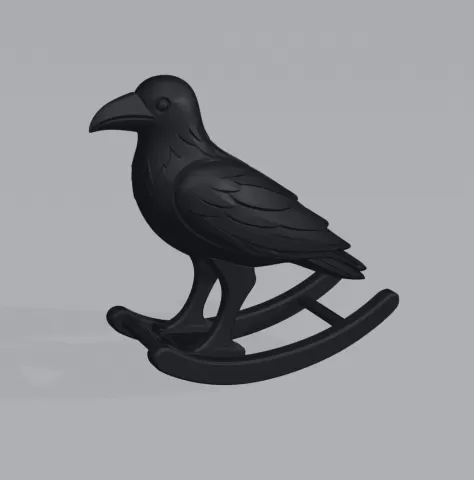Rocking Raven Toy, Gothic Crow Rocker, Printable Bird Figurine, Halloween Shelf Decor, Dark Nursery